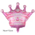 Pink crown foil balloon for birthday party decoration, large size aluminum balloon 76x72cm. - Medium Pink