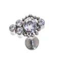 Gioiello per piercing cluster in titanio F136 con zirconi per orecchio, labbro e cartilagine - No.10
