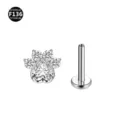 F136 Titan Katzenpfote Labret Piercing mit glitzernden Zirkonia Steinen, schicker Schmuck. - Herz Katzenpfote-Stil (M1770) / 1,2 x 6 mm Stab / M0,9-Gewinde / Silber Weißer Strass