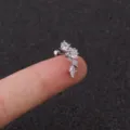 Boucle d'oreille cartilage zircon étoile en acier, bijou corporel délicat 0.8x6mm. - No.8 Style Cluster Fluide / 0.8x6mm / Argent
