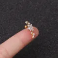 Boucle d'oreille cartilage étoile zircon acier inoxydable bijou piercing or jaune - No.9 Style Cluster Étoile / 0.8x6mm / Or