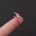 Boucle d'oreille pentagramme zircon acier inoxydable 0.8x6mm piercing cartilage femme - No.9 Style Cluster Étoile / 0.8x6mm / Or rose