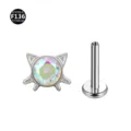 F136 Titan Katzenpfote Labret Piercing Schmuck glitzernder Kristall Edelstein neu - Katzenkopf-Stil (Mit Schnurrbart) / 1,2 x 6 mm Stab / M0,9-Gewinde / AB Aurora Zirkonia