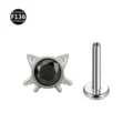 F136 Titan Katzenklaue Labret Lippenpiercing mit schwarzem Stein, steriler Körperschmuck. - Katzenkopf-Stil (Mit Schnurrbart) / 1,2 x 6 mm Stab / M0,9-Gewinde / Schwarzer Zirkonia