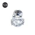 Titanium Katzenpfote Labret Piercing Stecker mit klarem Zirkonia Kristall Schmuck. - Katzenkopf Drei Schnurrhaare Stil (M1770) / 1,2 x 6 mm Stab / M0,9-Gewinde / Silber Weißer Strass