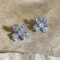 Glitzernde Kristall Blumen Ohrstecker für Damen, elegante Alltag Schmuck Accessoires. - 25# Silberstecker mit grauen Blumen