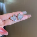 Silberne Herz Kristall Ohrringe, glitzernde Strass Ohrstecker fuer Damentaeglichen Stil. - #47 Ohrringe mit Silberstecker - Silber und rosa Herz