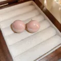Pink smooth round stud earrings for women fashion simple daily jewelry minimalist style - Pink Pearl Style (76#)