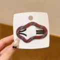 Plaid irregular cloud hair clip for cute little girls side bang snap clip hair accessory - Grid Cloud / Red and Blue Plaid Cloud
