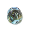 Detailansicht des Galaxie Glas Ohrdehners doppelbördelig Piercing Schmuck mit blauem Wirbel. - 6mm / Braun und Weiß