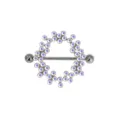 Stainless steel piercing nipple ring with iridescent rhinestones punk fashion body jewelry variant - Round Full Rhinestone Style (M1068) / 1.6x18mm / AB Color