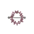 Stainless steel nipple ring featuring a sparkling pink rhinestone circular shield design. - Round Pink Rhinestone Style (M1068) / 1.6x18mm / Pink