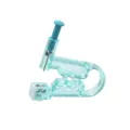 Disposable ear piercing tool detail, 0.8mm stainless steel needle, transparent blue body design. - Pale Green