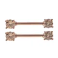 Rose gold tone nipple rings with sparkling champagne cubic zirconia stones piercing. - Prong Set Zirconia Style (No1)