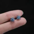 Stainless steel blue crystal flower dermal anchor piercing jewelry detailed view - 1.6*2.5*8mm / Light Blue Zircon