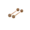 Crystal Pave Ball Straight Barbell Nipple Rings Body Piercing Jewelry 1.6x16mm - Dual Rhinestone Clay Ball Style (No2)