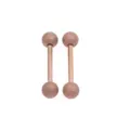 Closeup of rose gold frosted barbell nipple rings with textured balls for body piercing. - Dual Frosted Ball Style (N03)