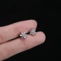 Stainless steel rhinestone flower dermal anchor piercing jewelry detail closeup showcase. - 1.6*2.5*8mm / White Zirconia