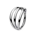 Roestvrijstalen driedubbele hoepel piercing ring detailweergave, zilveren afwerking. - 1.0x8mm / Zilver