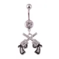 Stainless steel crystal double gun belly button ring piercing body jewelry 1.6x10mm - 1.6*10mm / White