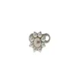 Stainless steel flower dermal anchor piercing jewelry with white and pink pearl stones. - Flower Shape / White Opal
