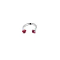 Titanstahl Hufeisen Piercing Ring mit roten Zirkon Steinen fuer Koerper und Knorpel. - 1.2*8*3mm / Rot