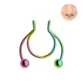 Acero inoxidable arcoiris falso tabique anillo de nariz piercing joyas detalles - Multicolor