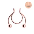 Falso anillo de septo de acero inoxidable oro rosa, piercing de herradura para nariz - Rosa oro