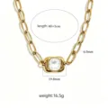 Collana con pendente in pietra trasparente quadrata in acciaio al titanio gioielli - Bianco
