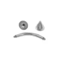 Stainless steel curved barbell eyebrow ring body piercing jewelry cone and disk parts. - Spike (External Thread) / 1.6x6x3mm / Silver