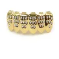 Gold hip hop grillz teeth, micro paved rhinestone fangs dental jewelry for men women - Lower / Gold