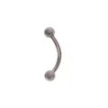 Stainless steel curved barbell eyebrow ring with textured frosted balls for body piercing detail. - 1.2x6mm / Silver