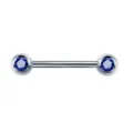 Blue CZ Straight Barbell Body Piercing Jewelry for Women Stainless Steel Accessory - 1.6x14mm / Silver Blue (Blue Rhinestone)