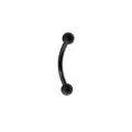 Black stainless steel curved barbell eyebrow ring with textured ball ends for body piercing. - 1.2x6mm / Black