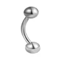 Stainless steel curved barbell eyebrow piercing ring body jewelry 16G 14G wholesale new - Ball (External Thread) / 1.2x6x3mm / Steel