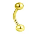 Gold Curved Barbell Eyebrow Ring Body Piercing Jewelry 16G 14G Stainless Steel Variant - Ball (External Thread) / 1.2x6x3mm / Gold