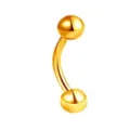 Golden curved barbell body piercing ring, stainless steel eyebrow piercing jewelry. - Ball (External Thread) / 1.2x6x3mm / Rose Gold