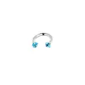 Anneau de piercing fer à cheval en acier titane avec zircons bleus, style bijoux corporels. - Aqua