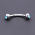 16G stainless steel curved eyebrow ring with blue crystal balls for body piercing detail - 1.2*8*3mm / Lake Blue