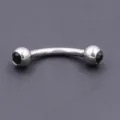 Stainless steel curved barbell eyebrow ring detail shot, dual black crystal balls piercing jewelry. - 1.2*8*3mm / Black