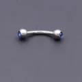 Stainless steel curved barbell eyebrow ring with dual blue crystal gems, 16G piercing jewelry. - 1.2*8*3mm / Blue