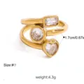 Dettaglio anello multistrato in acciaio inossidabile dorato con pietre di varie forme. - Anello in Zirconia Multistrato(FT-JZ-441-S) / Oro
