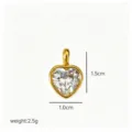 Minimalistischer goldener Herz Zirkon Anhänger Schmuck Detailansicht mit Maßen - Herzanhänger / Gold