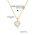 Gold Herz Zirkon Anhänger Halskette Edelstahlschmuck Damen Schlüsselbeinkette Länge - Herzhalskette / Gold