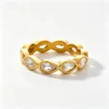 Anello in acciaio dorato zirconi goccia donna gioielli eleganti di lusso moda chic - Taglia 6 / A forma di goccia