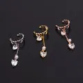 Edelstahl Herz Zirkon Ohrklemme Detailansicht, Ohrring ohne Piercing Knorpelschmuck - Stil 6 / Silber