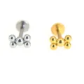 Edelstahl Cluster Labret Piercing Ohrringe in Silber und Gold Farboptionen verfügbar. - NO 1 Fünf Perlen Cluster Stil / 1.2*6mm / Silber