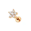 Roségoldener Edelstahl Blumen Zirkonia Knorpel Labret Piercing Ohrstecker Variante - Fünfblättrige Blume Stil / 1.2x10mm / Roségold