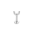 Schöner Edelstahl Zirkonia Fächer Form Labret Stecker für Knorpel Piercing Schmuck - Zwei Marquise-Schliff Stil / 1.2x6mm / Silber