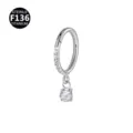 F136 Titanium Zircon Hinged Segment Clicker Earring Cartilage Piercing Body Jewelry - 1.2*8mm / Style 2 Silver